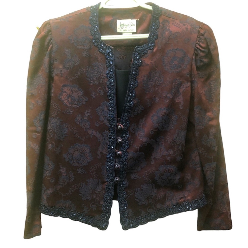 VTG Wednesday Adams Brocade Victorian Evening Jacket by Linda Hutley 7/8